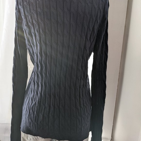 H&M Basic women's navy pullover lightweight cable knit sweater in size small - Picture 2 of 4